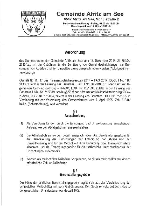 Abfallgebührenverordnung